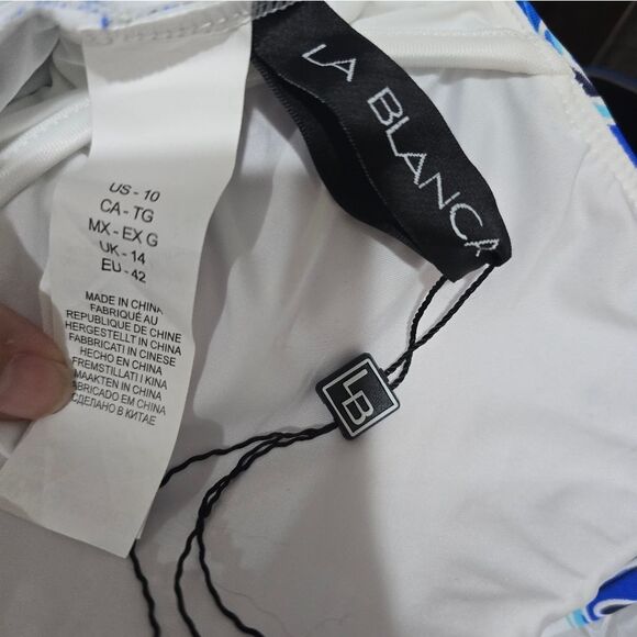 La Blanca Beyond The Pacific Underwire Lace Up One Piece NWOT Size 10 Blue/White - Picture 5 of 5
